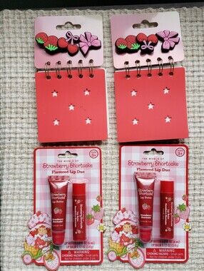 Strawberry Shortcake Kids Lip Duo & Note Pad With Charms Set